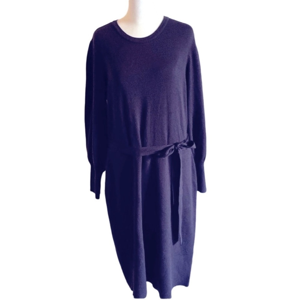 Eliza J navy blue sweater dress. Size XL. Long sleeve, belted. NWT